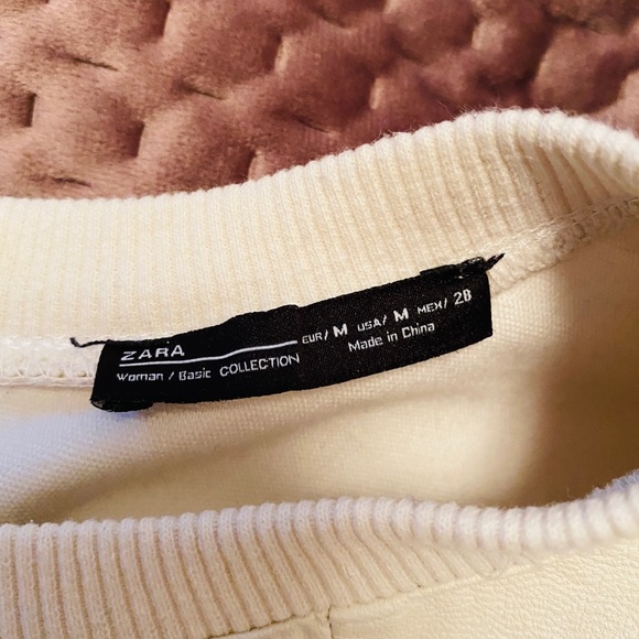 Zara Off White Leather Look Top Size Medium - Picture 8 of 11